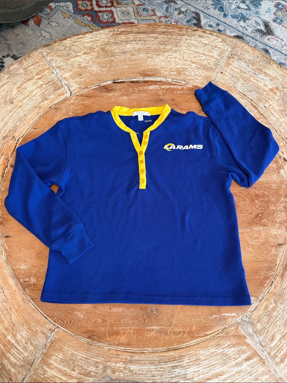 Rams Blue & Yellow Long-Sleeve Waffle Henley